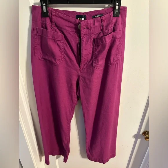 Sz 8 EUC Maeve Magenta Linen Colette Wide Leg Pants Anthropologie - Picture 4 of 14